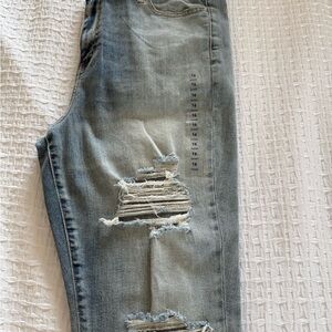American Eagle Outfitters Blue Cropped Distressed Denim